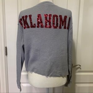 PINK OU Sequin Bling Waffle Knit Crop Top XS